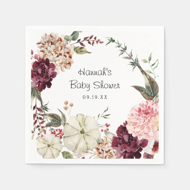 Elegant blomsterpumpa | Bebisshower Pappersservett (Framsidan)