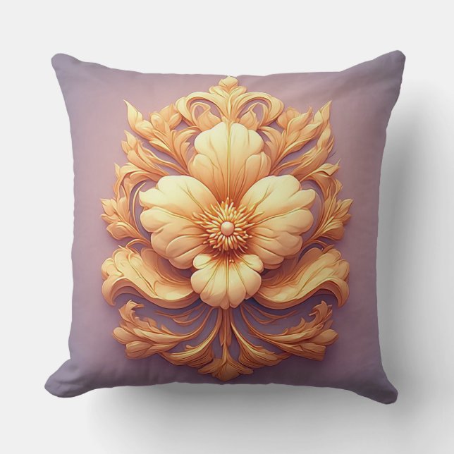 Elegant blomsterreliefdesign med utsökta detaljer kudde (Framsida)