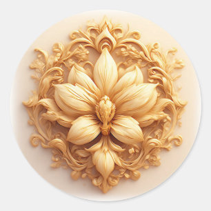 Elegant blomsterreliefdesign med utsökta detaljer runt klistermärke