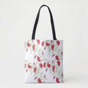 Elegant blomsterrik folkkonst canvas-handväska tygkasse