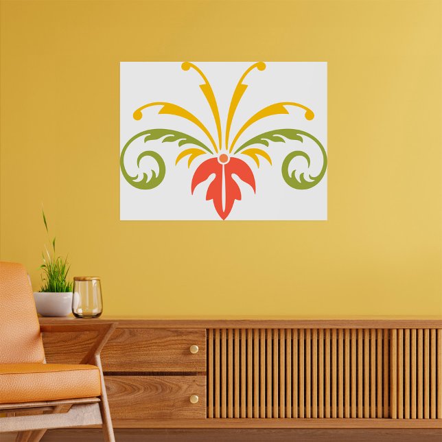 Elegant blomsterrik ornament i färgrik botanisk ru poster (Skapare uppladdad)