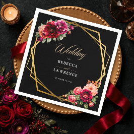Elegant blomsterrik röd svart dyster romantisk brö pappersservett