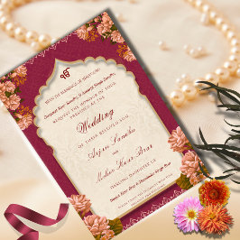 Elegant blomsterrik sikhisk bröllop | Punjabi bröl Inbjudningar