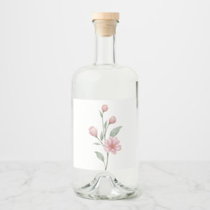 Elegant blomsterrosa Salvia Sommarterrängbröllop Spritflaskor Etikett