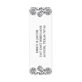 Elegant blomsterrosa svart & vit minimalistisk returadress etikett