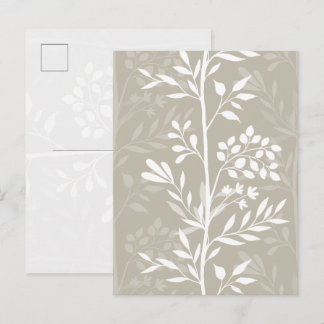 Elegant blomstersilhuett neutral beige minimal vykort