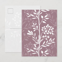Elegant blomstersilhuett rosamauv minimal vykort
