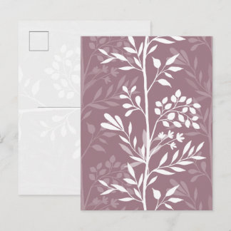 Elegant blomstersilhuett rosamauv minimal vykort