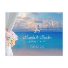 Elegant blomsterstrand sommar solnedgång Spara dat