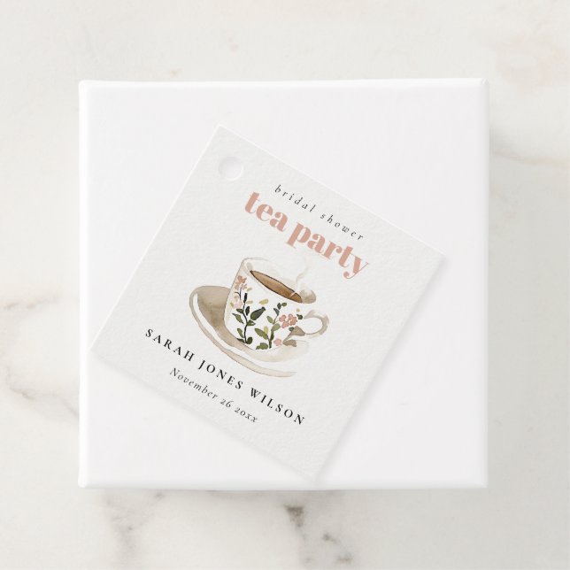 Elegant blomsterte-kopp Bröllopsdusch Tea Party  Gåvor Etiketter (På plats)