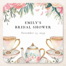 Elegant blomsterteparty för bröllopsfest underlägg papper kvadrat