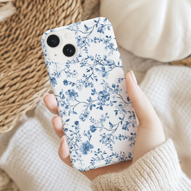 Elegant blomstertoile blå och vit vintage stil  (Elegant blue and white toile pattern. A classy, timeless vintage style. )