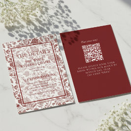 Elegant blomstertoile QR-kod Bröllopsdetaljer Tilläggskort