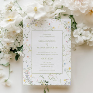 Elegant blomsterträdgård bröllop inbjudningar