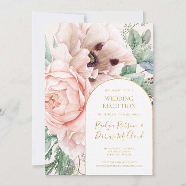 Elegant blomsterträdgård | Pastell färgad bröllops Inbjudningar (Framsida)