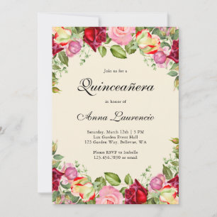 Elegant blomsterträdgård Quinceañera Inbjudningar