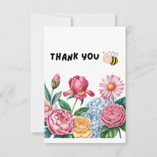 Elegant blomsterträdgård tackkort  tack kort (Framsida)