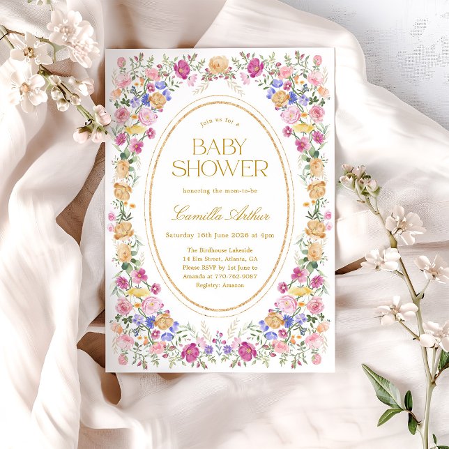 Elegant blomsterträdgård vår baby shower inbjudningar (Skapare uppladdad)