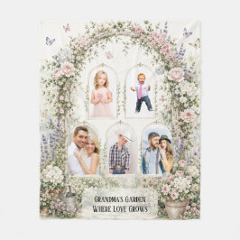 Elegant blomsterträdgårdsbåge Mormor Familjefoto Fleecefilt