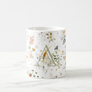 Elegant blomsterträdgårdsmonogram kaffemugg