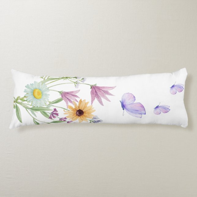 Elegant blomstertröja – mjuka pastellfärgade blomm kroppskudde (Framsidan)