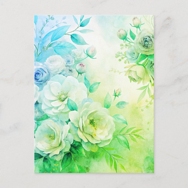 Elegant blomstervattenfärg tackkort anpassat vykort (Framsida)