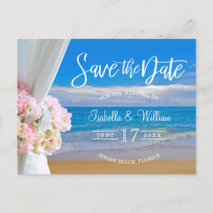 Elegant blomstrand sommar bröllop Save the Date Meddelande Vykort