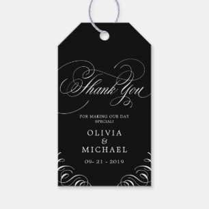 Elegant blomstrar bröllop tack vare kalligrafi presentetikett