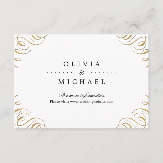 Elegant blomstrar vid kalligrafi bröllop infoga tilläggskort (Framsida)