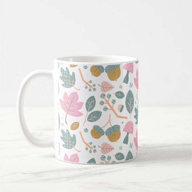 Elegant blomtryck botanisk konst kaffemugg (Vänster)