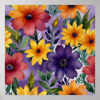 Elegant blomväggskunsttryck poster