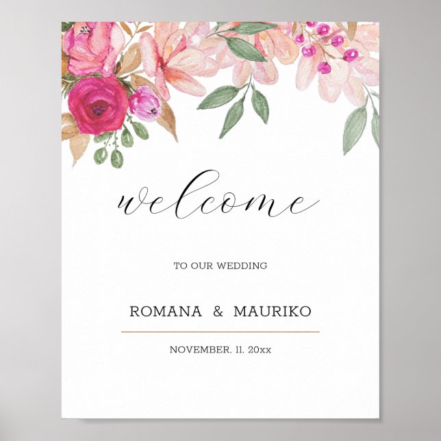 Elegant blomvattenfärg handmålad poster (Framsidan)