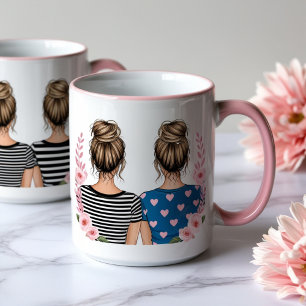 Elegant Blonde Buns: Baksida av Intricate Hair Mugg