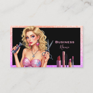 Elegant Blonde Dam Hair Makeup Visitkort