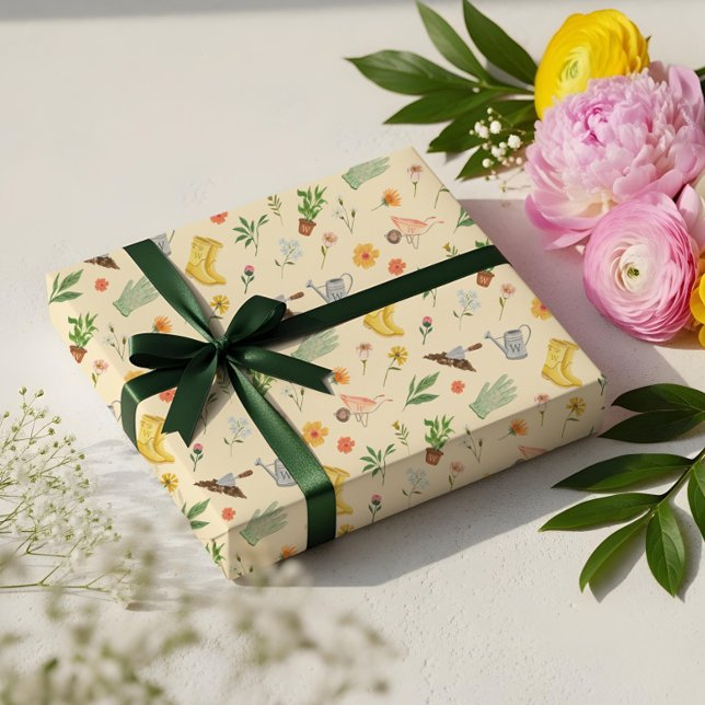 Elegant Blooming Blommigt Botanical Garden Girly Presentpapper (Elegant Blooming Floral Botanical Garden Girly Wrapping Paper)