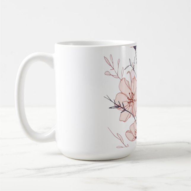 Elegant Blooming Flower Illustration Kaffemugg (Vänster)