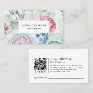 Elegant Blooms QR-kod Bokning Visitkort