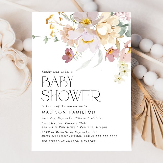 Elegant Blooms Rosa och Cream Blommigt Baby Shower Inbjudningar (Skapare uppladdad)