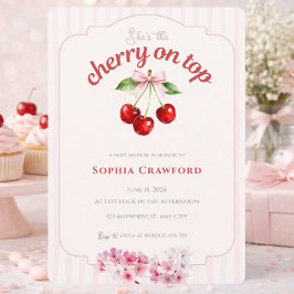 Elegant Blossom Körsbär på toppen Rosa Röd Babyfir Inbjudningar