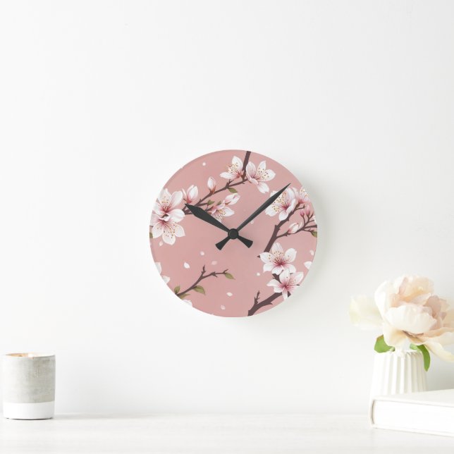 Elegant blossoms Clock Rund Klocka (Hem)