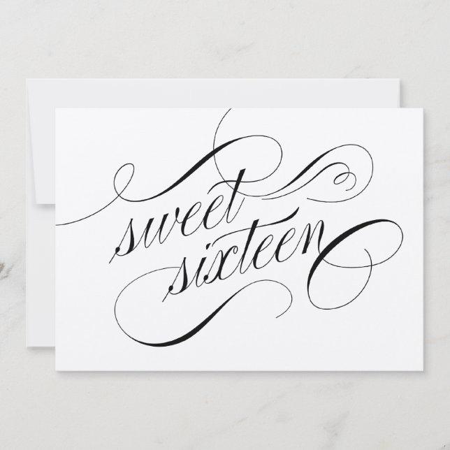 Elegant Blourish Formell Sweet 16 inbjudningar (Framsida)