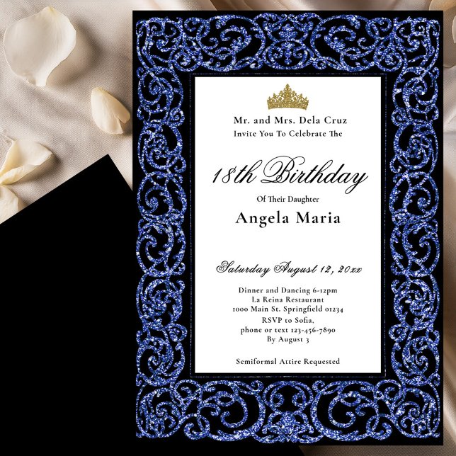 Elegant Blue 18th Birthday Debut Inbjudningar (Skapare uppladdad)