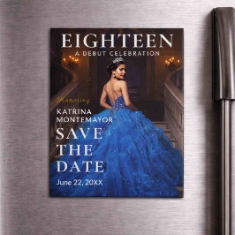 Elegant Blue 18th Magnetic Save Date Magnetisk Inbjudningskort