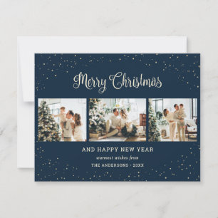 Elegant Blue 3 Photo God jul Card Julkort