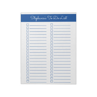 Elegant Blue 8.5x11 Two Column Checklist Anteckningsblock