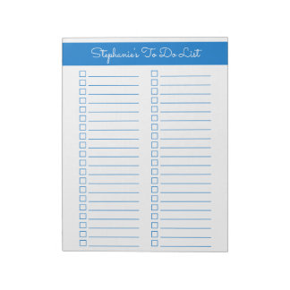 Elegant Blue 8.5x11 Two Column Checklist Anteckningsblock