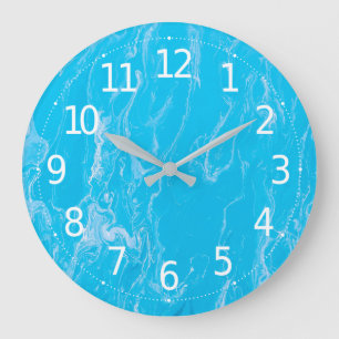 Elegant Blue Abstrakt Artwork   Väggklocka