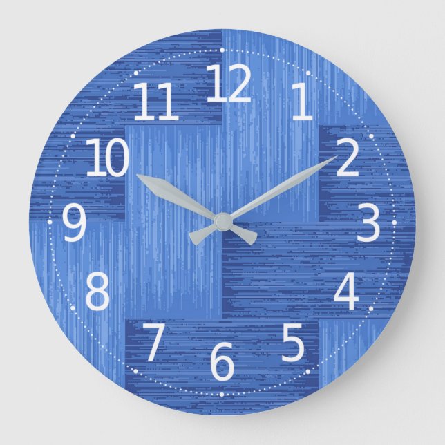 Elegant Blue Abstrakt Brushed Rand Artwork | Stor Klocka (Framsida)