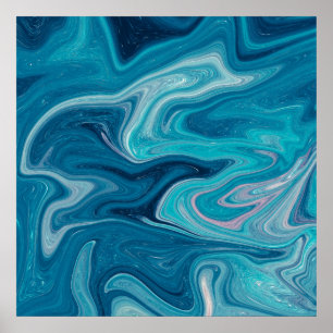 Elegant Blue Abstrakt Ripple   POSTER