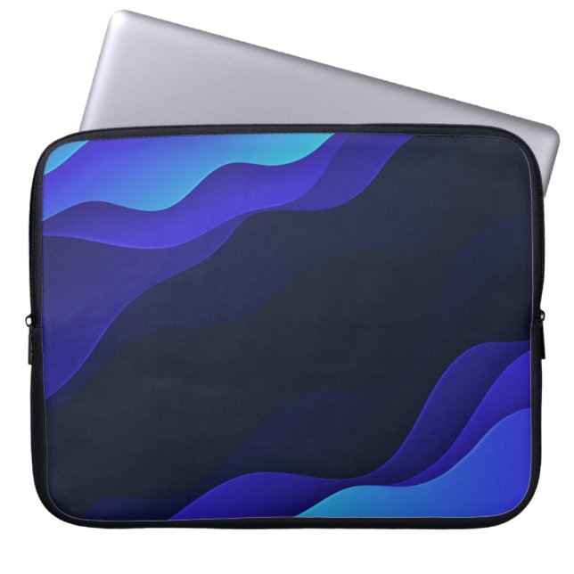 Elegant Blue Abstrakt Vinkarare Laptop sleeve (Framsidan)